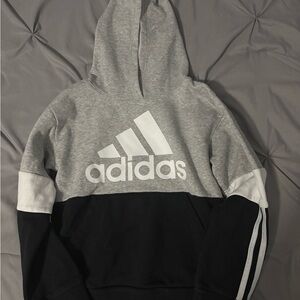 Adidas Heather Gray Hoodie with Black Logo